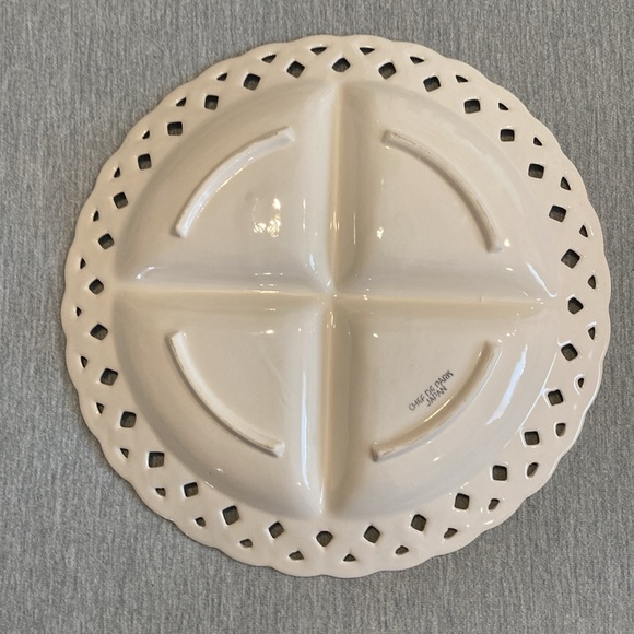 EUC VTG RETICULATED PORCELAIN 4 SECTION SERVING DISH IN PASTEL COLOURS - Picture 8 of 8